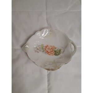 Vintage German Floral Porcelain Teardrop Shape Nut Candy Dish